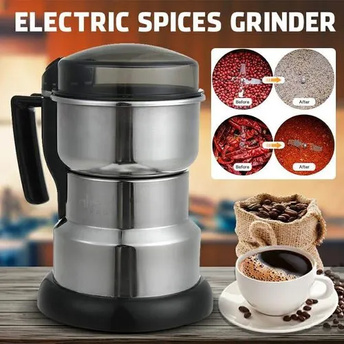300W Stainless Steel Electric Grinder – Multi-Functional Coffee Bean, Nut & Spice Crushe…
