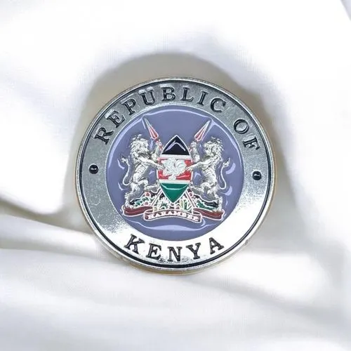 Gk Republic Grey - Kenya Coat of Arms Lapel Pin – Royal Grey Background with Gold Accent…