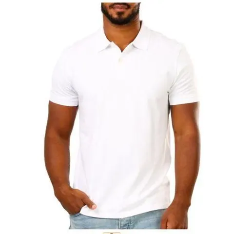 Heavy-duty Plain Cotton Polo T-shirt- White