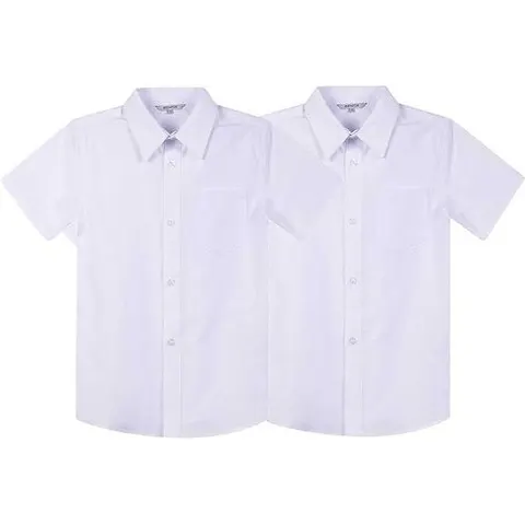 2pcs School Button Down cotton shirts-White