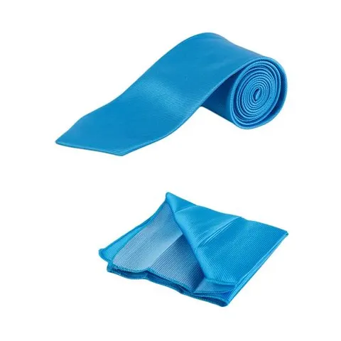 Turquoise Blue Men's Tie With Pocket Square/Pochette/Pocketchief