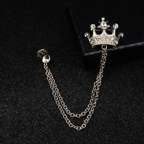 Lapel Brooch King Crown Chain (Choose Color)
