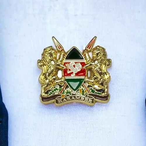 Gk Standard 3D Kenya Coat of Arms Lapel Pin – Gold Finish, National Emblem Badge for For…