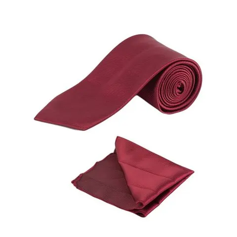 Maroon Men's Tie With Pocket Square/Pochette/Pocketchief