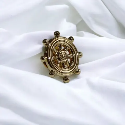 Gk Ship's Wheel Sailboat Lapel Pin Badge