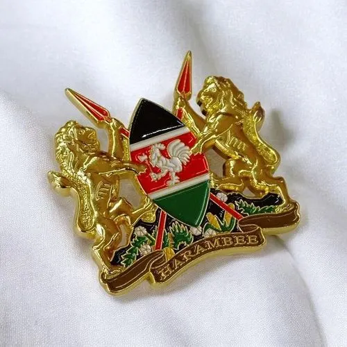 Gk Large 3D Kenya Emblem Pin Badge with Magnetic Metal Clasp Attachment