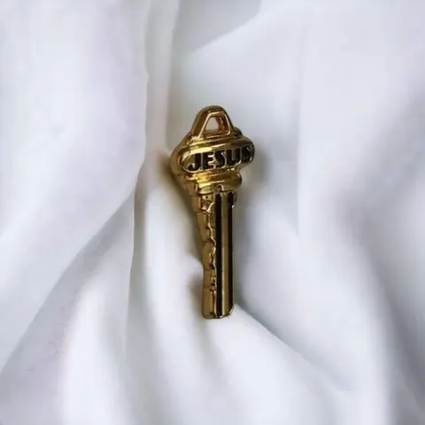 Gk Gold-Plated "Jesus is the Key" Lapel Pin Badge – Faith-Inspired Christian Accessory, …